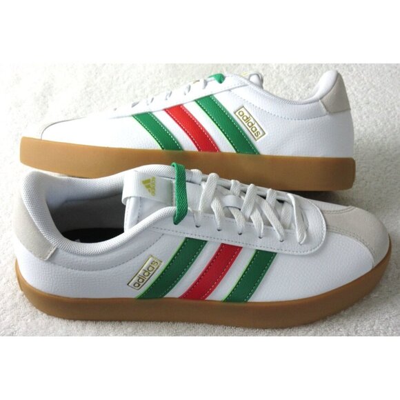 Adidas Men's VL Court 3.0 Skate Casual Shoes White Red Green Sizes NIB - Picture 1 of 5